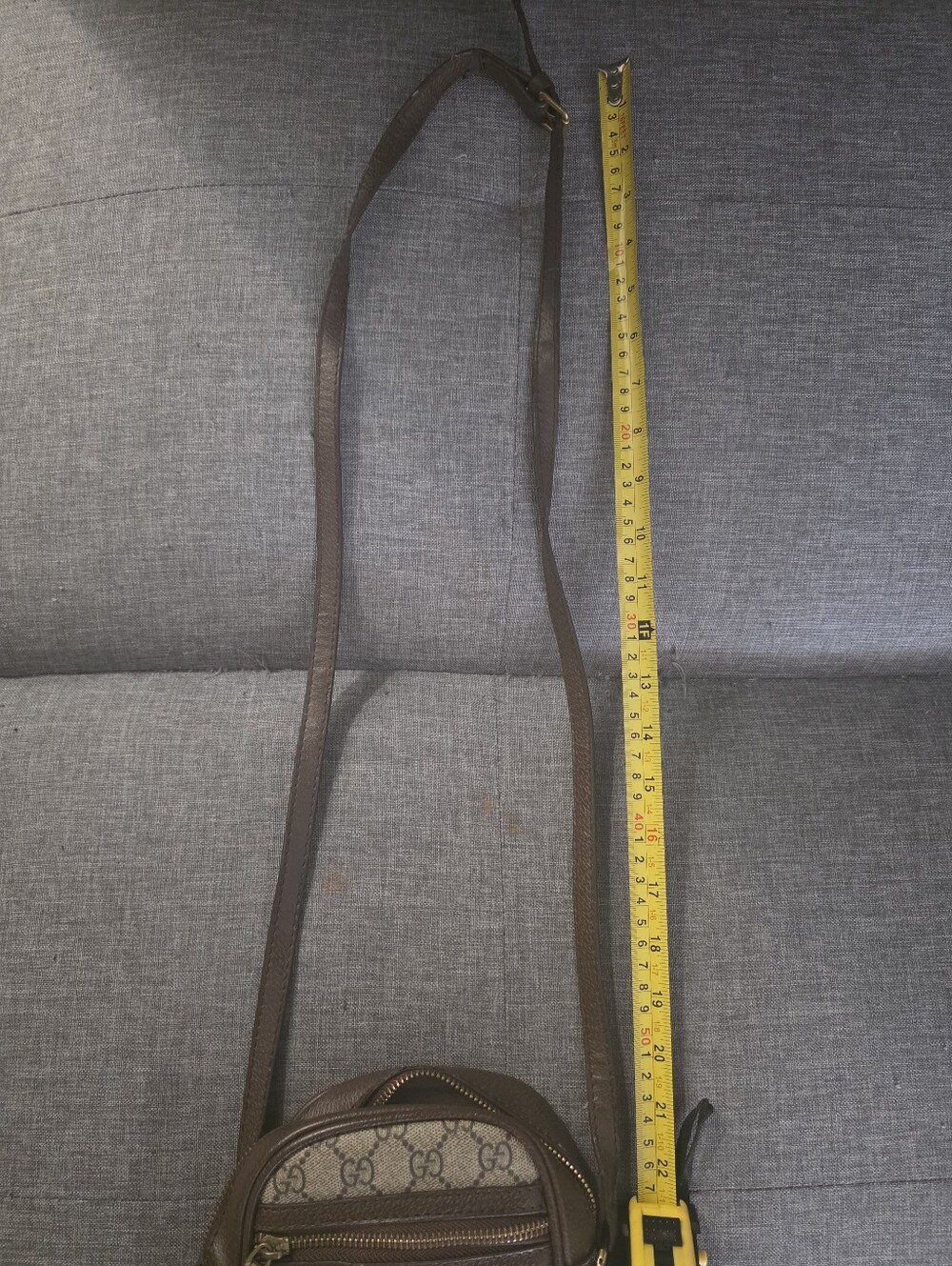 Gucci Brown GG Supreme Crossbody Bag with Web Stripe - Picture 14 of 15
